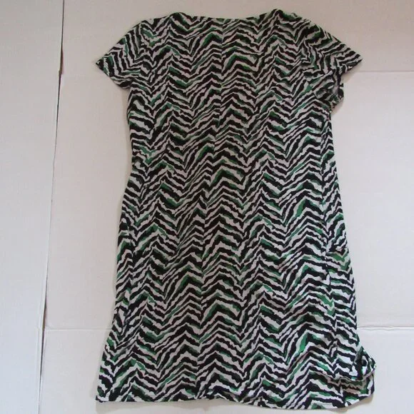 Dana Buchman Ruched Casual Midi Black/Green/White Dress Size XL - Picture 2 of 4